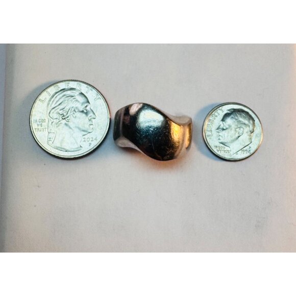 Estate Modernist Sterling Silver 925 Wave Dome Ring, Size 7.5, 6.9 Grams, Thaila - Picture 7 of 9